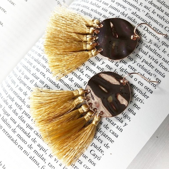 Alquimia Jewelry - TASSEL MUSTARD AND ROSE GOLD EARRINGS